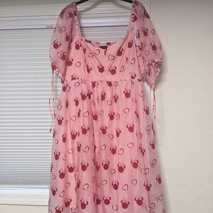NWOT Disney Minnie Mouse Sweetheart Pink Puff-Sleeved Dress